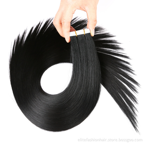 Wholesale high quality double drawn Velvet Cuticle Remy Hair for woman Silky straight tape weft hair Tape in Hair extension